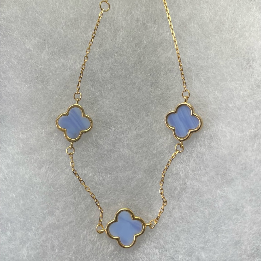 Gold and Periwinkle Clover Bracelet